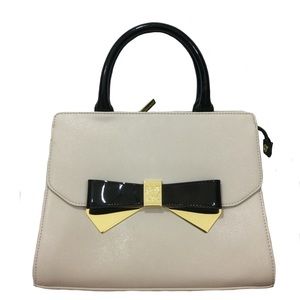 Anne Klein Black and Cream Satchel Handbag